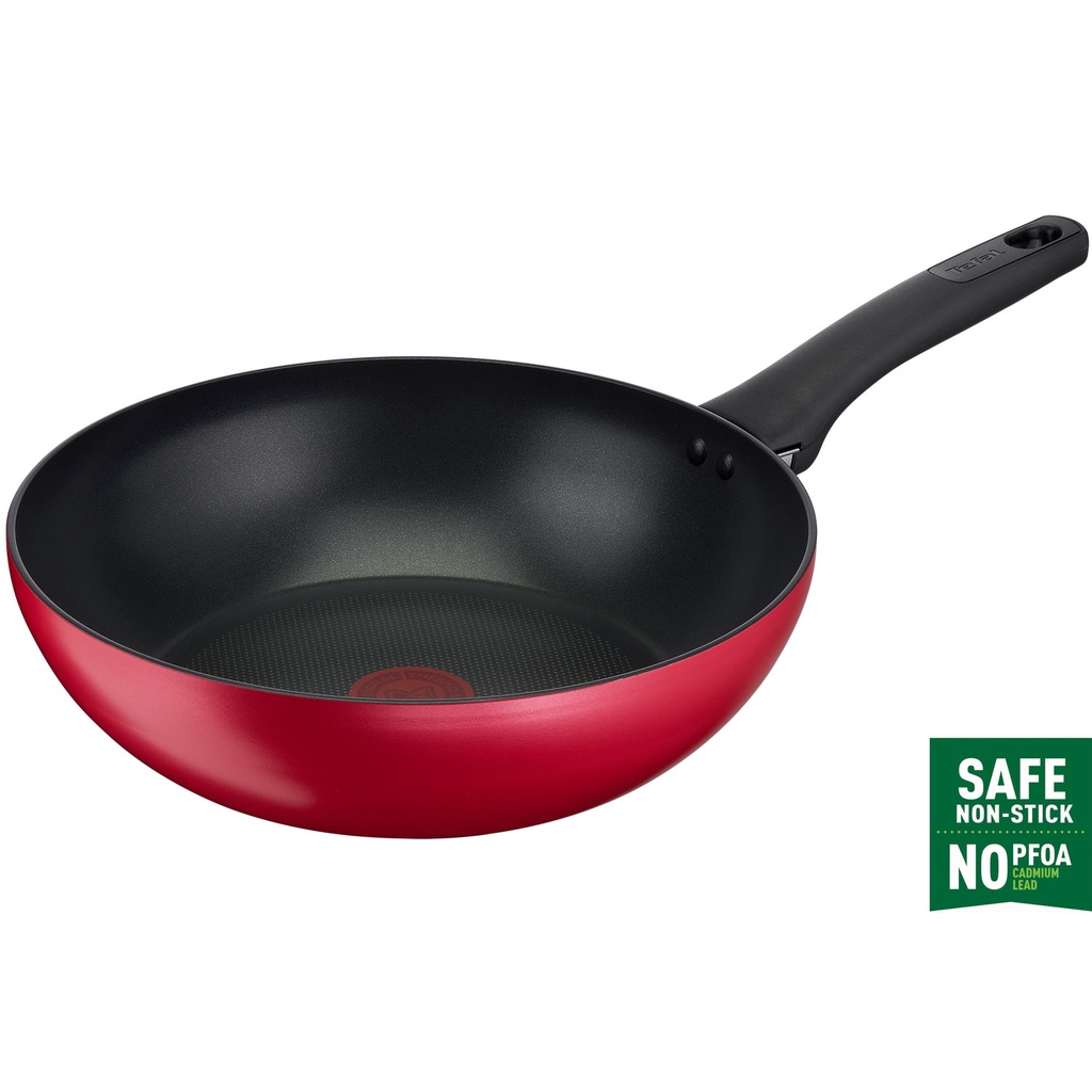 Tefal Excellence Induction Titanium กระทะนอนสติ๊ก (28ซม.) เตาอบเครื่องล้างจาน Safe No PFOA สีแดง