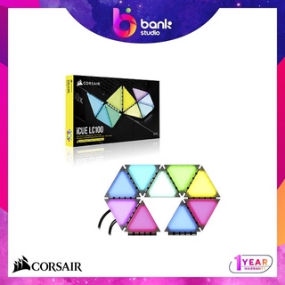 (ประกัน 1ปี) ไฟประดับคอม Corsair iCUE LC100 Case Accent Lighting Panels — Mini Triangle — 9x Tile Starter Kit