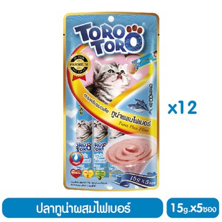 TORO TORO ครีมแมวเลีย ทูน่าผสมไฟเบอร์ 15g.x5ซ. (สีฟ้า) P.12