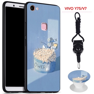 เคสโทรศัพท์มือถือ พร้อมขาตั้ง และเชือกคล้อง สําหรับ VIVO Y75 V7 1718