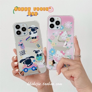 การ์ตูน น่ารัก แกะ Hello Kitty เคส samsung Galaxy A14 A34 A54 5G s23 s9 plus s10 lite s20 ultra s21 s22 fe note 8 9 10 20 ultra A52 A53 A52s A03 4G 5G case หญิง กระจกแต่งหน้า เคสโทรศัพท์