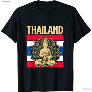 เสื้อยืดคอกลมcrew neckderysotg เสื้อยืดผู้ชายและผู้หญิง Thai Flag Thailand T-Shirt ดพิมพ์ลาย ดผ้าเด้ง คอกลม cotton ความน