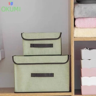 OKUMI_SHOP (ลุกค้าใหม่ 1 บาท) กล่องพับอเนกประสงค์ ทำจากผ้าลินิน ใส่เสื้อผ้า เก็บของ (K-601)
