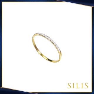 ราคาส่งฟรี! SILIS แหวนเพชรแท้ แบบครึ่งวง แหวนทองแท้ เพชรกุหลาบแหวน 9K