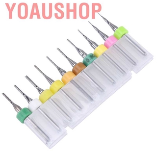 Yoaushop 10x Carbide End Mill Set 0.5-1.4mm PCB Cutter Shank 3.175mm CNC Engraving Bit