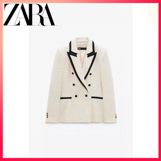 Zara ใหม่ เสื้อเบลเซอร์ผู้หญิง สีตัดกัน เนื้อสัมผัส อารมณ์ระดับมืออาชีพ