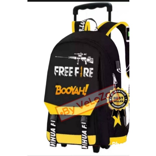FREE FIRE GAME CHARACTER CANVAS CHILDRENS TROLLEY BACKPACK - CHILDRENS BAG - TROLLEY BAG