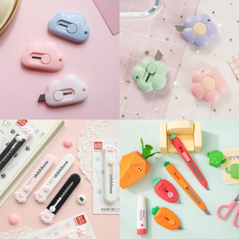 [พร้อมส่ง] คัตเตอร์จิ๋ว สำหรับพกพา 16 แบบน่ารักๆ คัตเตอร์ก้อนเมฆ คัตเตอร์แครอท คัตเตอร์มินิ mini portable cutter