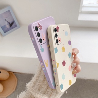 เคส กระต่ายสี เคสมือถือ ป้องกันเลนส์กล้อง Phone Case For Samsung Galaxy Note 20 Ultra 20Ultra 10 Plus 10Plus 9 ซิลิโคนเหลวแบบนิ่ม ปกโทรศัพท์