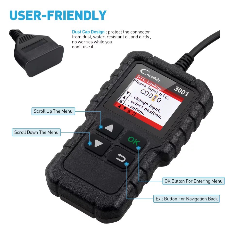 CR3001（YA-101） เต็ม OBD2 Autoscanner รหัสอ่าน Odb2 OBD 2 คันสแกนเนอร์เครื่องมือวิเคราะห์หลายภาษา