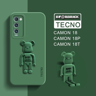 [พร้อมส่ง] เคสซิลิโคนนิ่ม ลายหมีน่ารัก สีพื้น สําหรับ TECNO CAMON 19 Pro 9 Neo 18P 18T 18