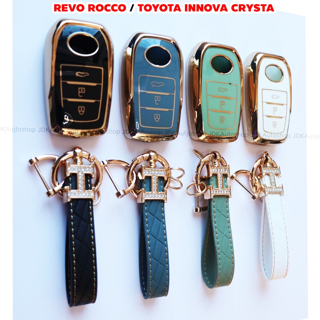 ซองกุญแจ TPU พร้อมพวงกุญแจ รีโมท Smart key 3 ปุ่ม TOYOTA HILUX REVO / REVO ROCCO / TOYOTA INNOVA CRYSTA