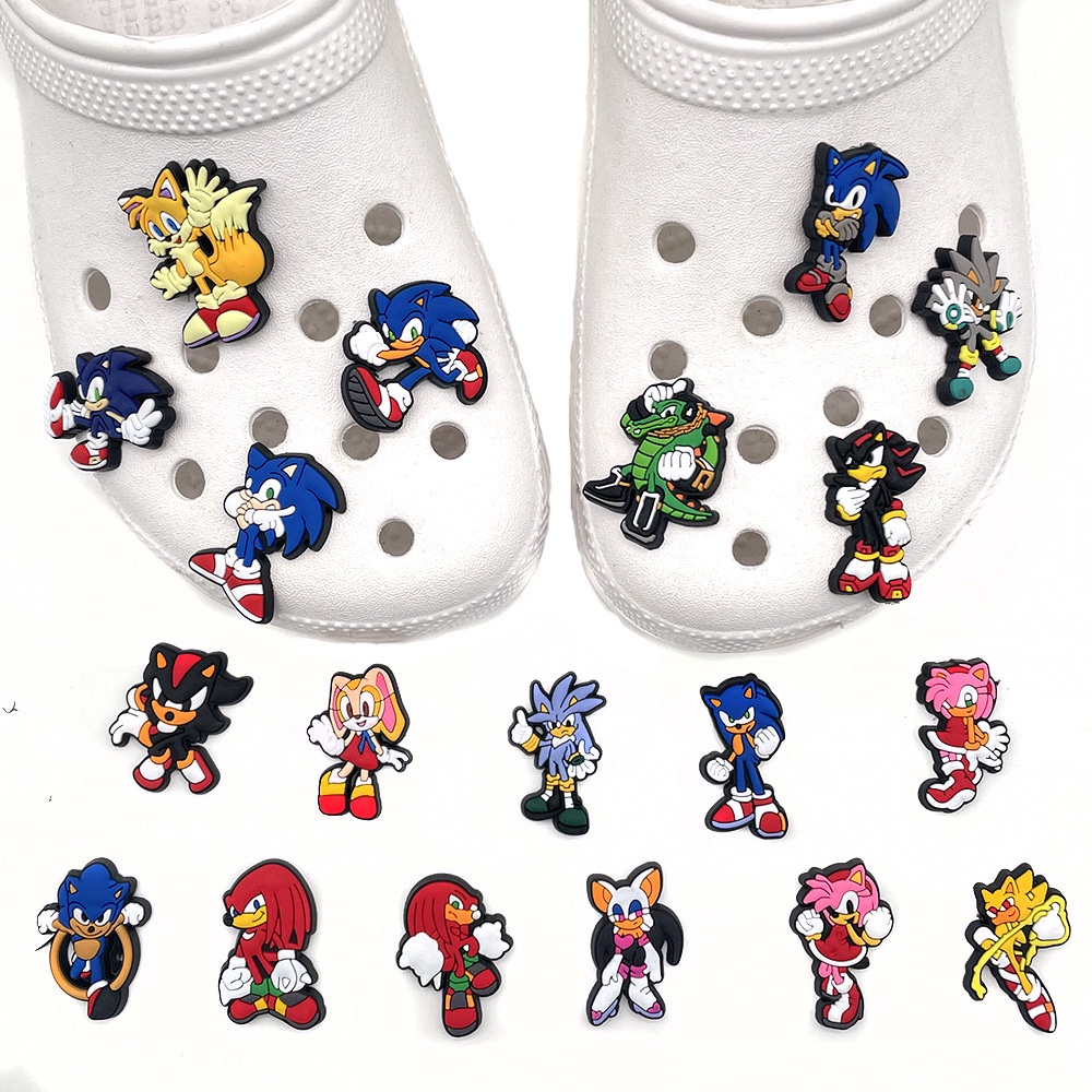 การ์ตูนโซนิคเม่น Jibitz การออกแบบ Charms Sonic Jibbits สําหรับออกแบบ Pins น่ารัก jibbits Charm เด็กรองเท้าอุปกรณ์เสริมตกแต่ง
