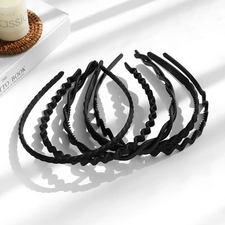 ที่คาดผมแฟชั่น Unisex Black Series Frosted เรซิ่นที่คาดผมโลหะเครื่องประดับผมสไตล์เกาหลี