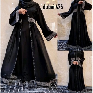 ชุดแม็กซี่เดรสลําลอง ลาย Abaya สีดํา สไตล์ตุรกี แฟชั่นบูติก