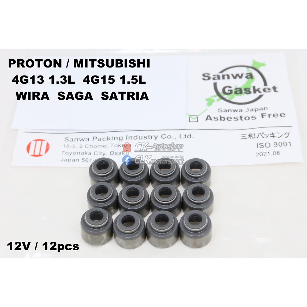 SANWA Japan Viton Valve Seal - Proton Mitsubishi 4G13 1.3L 4G15 1.5L Magma 12V Wira Satria Iswara LM