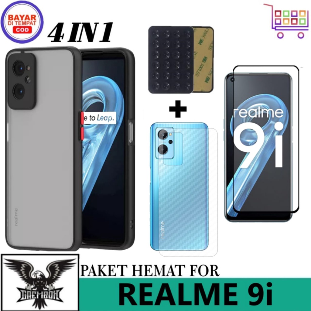 แพ็คเกจ 4IN1 CASE REALME 9i SOFT CASE AERO DOVE ฟรีกระจกนิรภัย + GARSKIN AND OCTOPUS