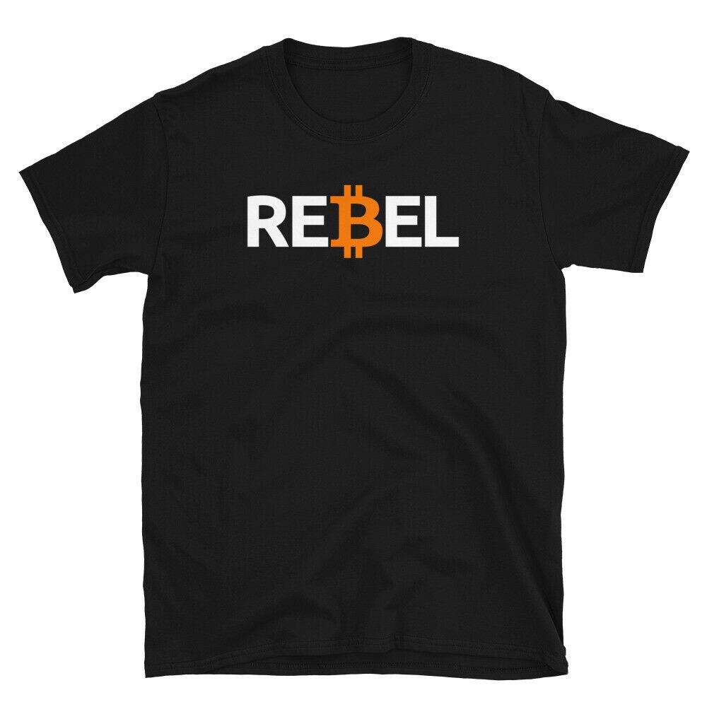 คอลูกเรือเสื้อยืดคอกลมขายดี เสื้อยืด พิมพ์ลายสกุลเงิน Bitcoin Rebel BTC GGgkki96CCekdc72 สไตล์คลาสสิ