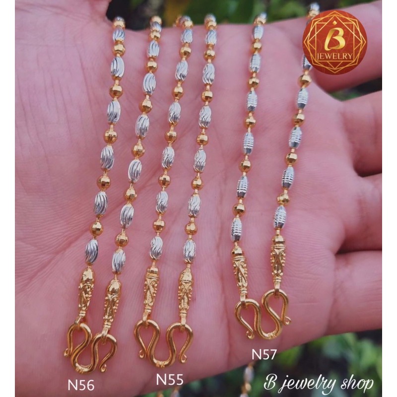 สร้อยคอ 2กษัตริย์ลายเม็ดข้าวพระจันทร์เสี้ยว ขนาดเทียบเท่าสร้อยทองแท้1บาท งานสวยละเอียดเกรดพรีเมียม