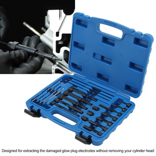 Industrial Shop 22PCS/Set Glow Plug Electrodes Removal Tool Kit Metal Portable Complete with Storage Box