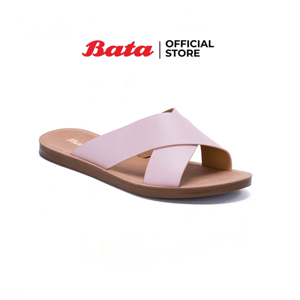 Bata บาจา รองเท้าแตะแฟชั่นใส่ลำลอง ส้นแบน แบบสวม ดีไซน์สายไขว้ น้ำหนักเบา  สำหรับผู้หญิง รุ่น Leo สีชมพูดัสตี้ 5615173