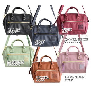 anello กระเป๋าสะพายข้าง Retro Mini Boston Shoulder Bag Anello 2 way pu Boston mini ของเเท้ !!!!-AN614