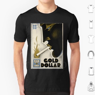 T-shirt  ขายดี เสื้อยืดคลาสสิก พิมพ์ลาย Noel Fortanet-Cigarettes Gold Dollar 1930 Art Deco Poster Men 6 1920 1930 1920S