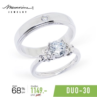 Memorine Jewelry แหวนคู่รักเงินแท้ 925 ฝังเพชรสวิส (CZ) : DUO-30