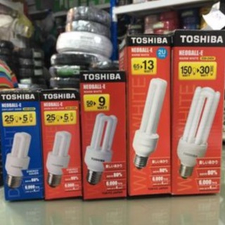 TOSHIBA หลอดไฟ หลอดตะเกียบ ขั้ว E27  5 / 9 / 13 / 30 วัตต์ หลอดเกลียว ขั้ว E27 8 / 14 / 18 / 28 วัตต์