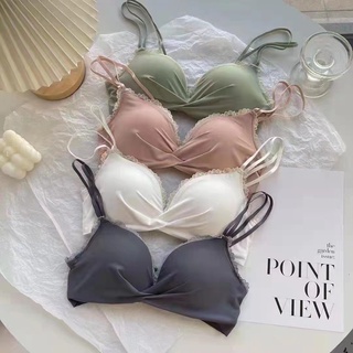 สินค้าพร้อมส่งจากไทย💥Angle Bra💥 (N603) เสื้อในไร้โครงสายไขว้หลัง  3 ตะขอเสริมฟองน้ำในตัว