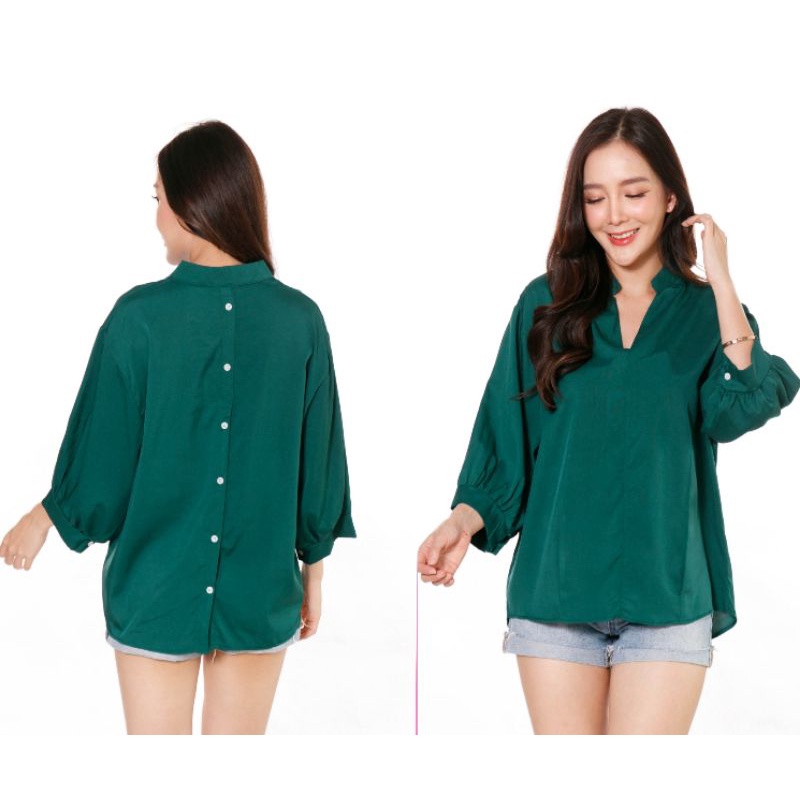 เสื้อคอจีนแต่งกระดุมหลัง รอบอก36-46นิ้ว ยาว25นิ้ว(สาวอวบใส่ได้)
