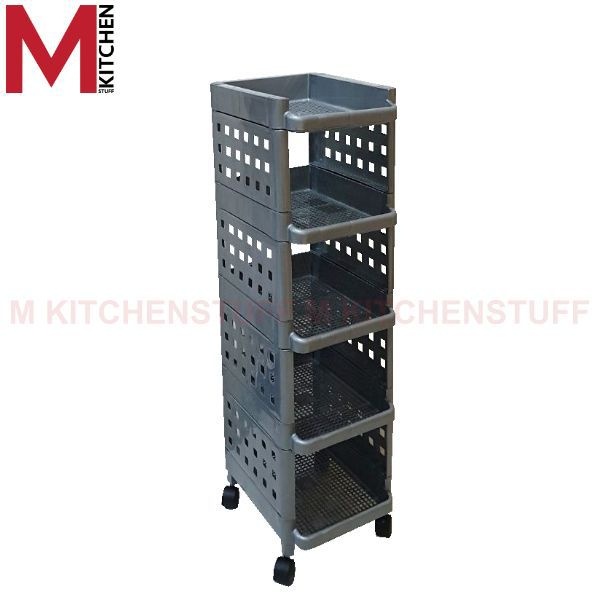 M KITCHEN 1075M ชั้นวางของมีล้อ ชั้นวางรองเท้า 5 ชั้น ขนาด 27x 33x97 ซม (C1)