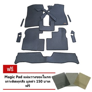 Matproพรมปูพื้นเข้ารูป 100% ลายกระดุม 12 ชิ้น NISSAN MARCH (ดำ) แถมฟรี แผ่นรอง Magic Pad