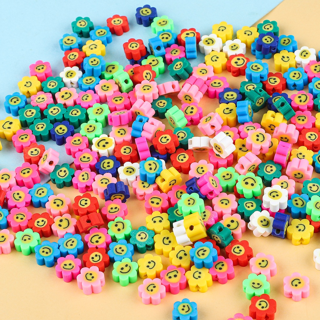 ลูกปัดดินโพลิเมอร์รูปดอกไม้ยิ้มสําหรับทําเครื่องประดับ 30 ชิ้น 10 มม. - รูปที่ 7