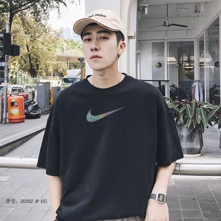 เสื้อสีขาว เสื้อคู่รัก ✉✕nike ผู้ชายแขนสั้นผ้าฝ้าย Nike เสื้อยืดกีฬาของแท้สบาย ๆ คู่บนแขนสั้นหลวม