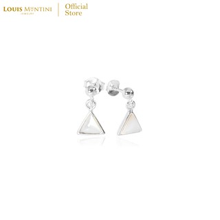 Louis Montini (Jewelry) Sterling Silver 925 Earrings ต่างหูเงินแท้ 92.5% ต่างหูผู้หญิง ฝังหินมงคล รูปสามเหลี่ยม LJER12