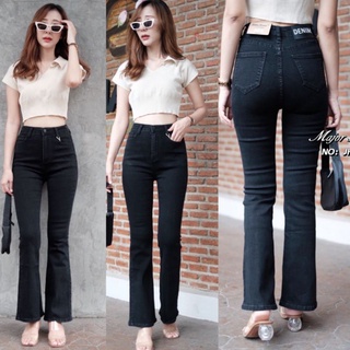 JH2073#มีS-XL#ยีนส์ขาม้าสีดำ#jeans house