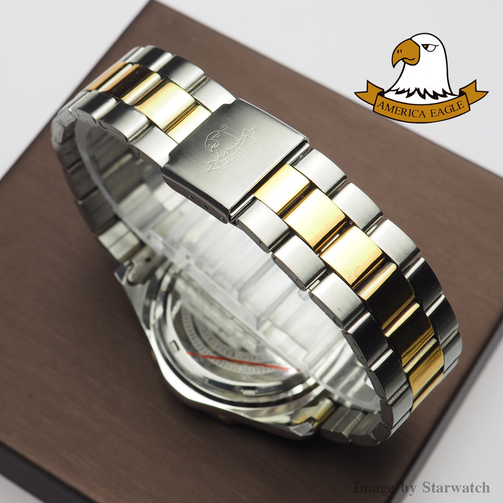 ℗❍AMERICA EAGLE นาฬิกาข้อมือสุภาพบุรุษ สายสแตนเลส รุ่น AE007G - SilverGold/Gold