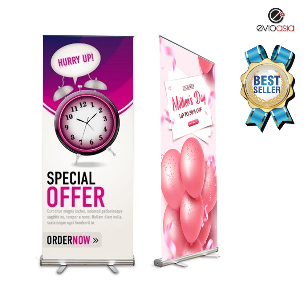 Retractable Aluminum Roll Up Pull Up Banner Stand, Standard/Premium; 80 x 200cm