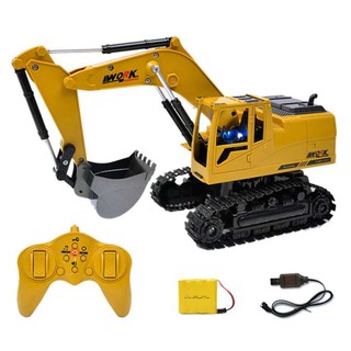 รถตักของเล่น แม็คโครของเล่น มีไฟ บังคับตักทราย-ดินได้เหมือนจริง Excavator DIE Cast 8 CH 2.4 ghz ขนาด 1:24