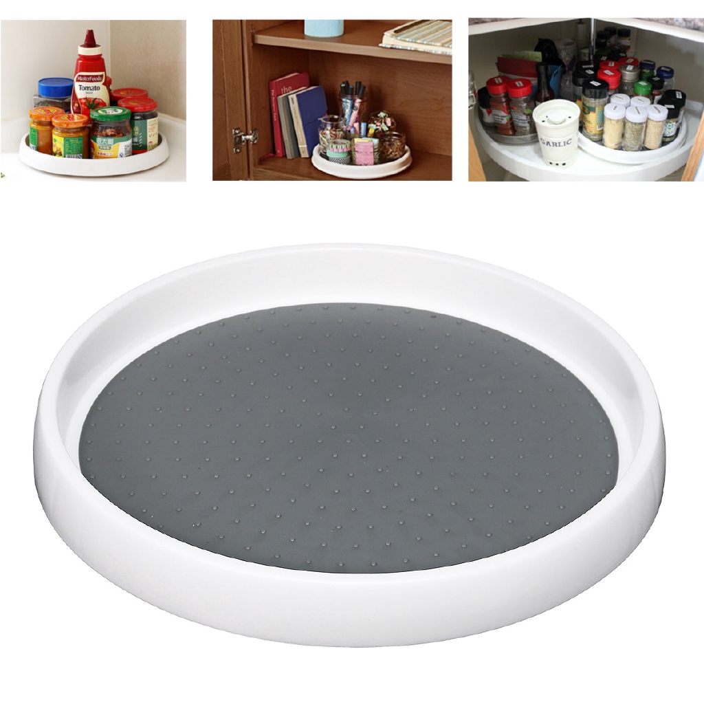 360 Rotating Spice Storage Rack Tray Turntable Home Kitchen Jar Holder ...