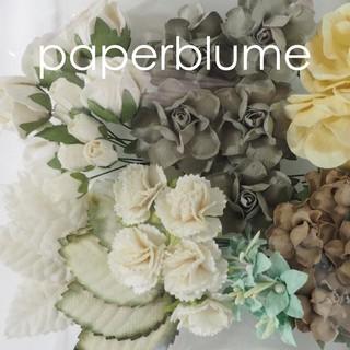 เซ็ท DIY รวม 8แบบ รวม 30 ดอก พร้อมใบไม้ ดอกไม้กระดาษสา งานประดิษฐ์ งานแต่ง Mulberry Paper Flowers (คลาสสิก -Premium A)