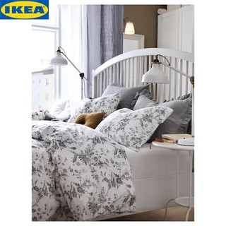 IKEA ALVINE KVIST อัลวีนควิสท์ ปลอกผ้านวม และ ปลอกหมอน, ขาว/เทา 3ฟุต 5ฟุต 6 ฟุต