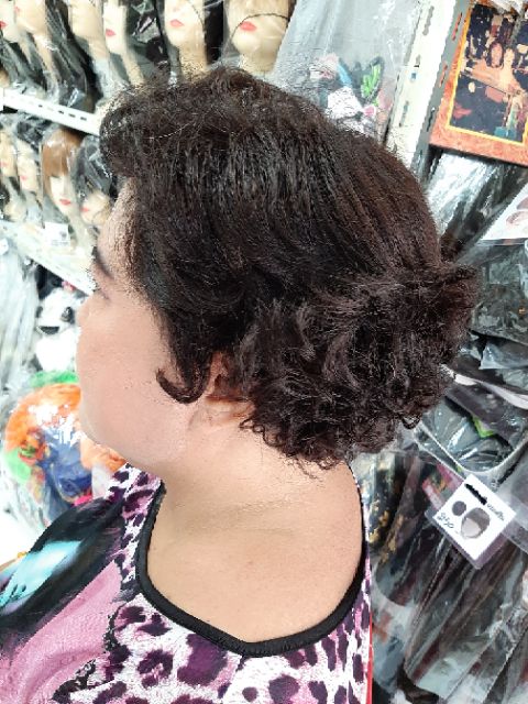 วิกผมแท้ Human hair100%  ทรงผู้ใหญ่ สวอนสั้น ดัดหยิก