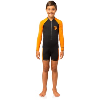 CRESSI LITTLE SHARK SHORTY WETSUIT BLACK/ORANGE 2mm L. SLEEVES ชุดดำน้ำ เว็ทสูท กางเกงขาสั้น สำหรับเด็กโต อุปกรณ์ดำน้ำ