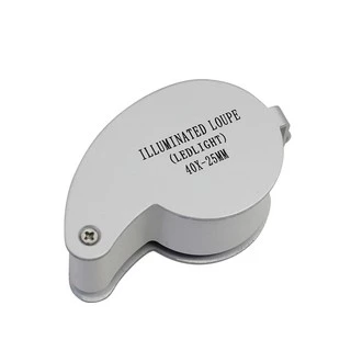 40X25 มิลลิเมตรแก้ว Jeweler แว่นขยายแว่นขยายเครื่องประดับแว่นตา Loupe ในตัวไฟ LED