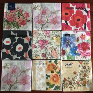 { cozy craft } กระดาษแนปกิ้น napkin เดคูพาจ decoupage  คละลาย 30 แผ่น สำหรับเดคูพาจ napkin for decoupage