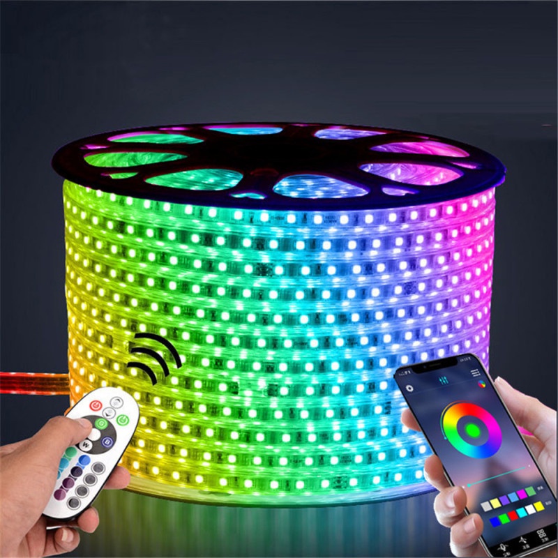 แถบไฟ Led Rgb 220V Rgb Smd 5050 บลูทูธ 5-30 เมตร กันน้ํา พร้อมแอพพลิเคชั่น