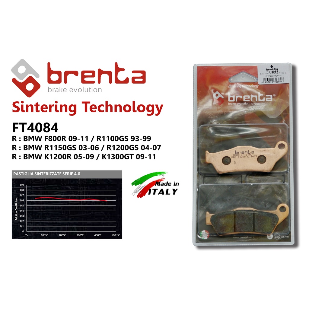 ผ้าเบรคหลัง BRENTA FT4084 BMW F800R 09-11/R1100GS 93-99 BMW R1150GS 03-06/R1200GS 04-07/BMW K1200R 0