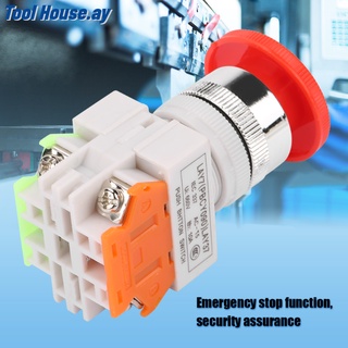 [สวิตช์ปุ่มล็อคตัวเอง] Self-Locking Emergency Stop Mushroom Push Button Switch 22mm Mount LAY37-11ZS